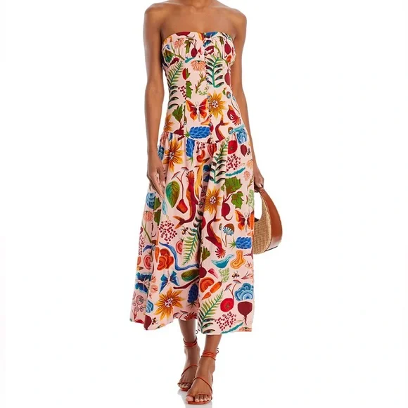 FARM Rio Bright Farm Beige Strapless Dress - Picture 3 of 8